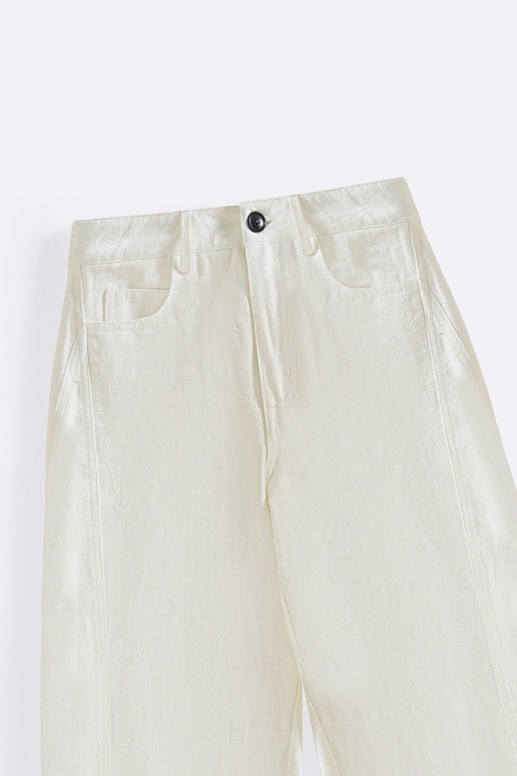 WHITE LINEN BLEND JEAN PANTS