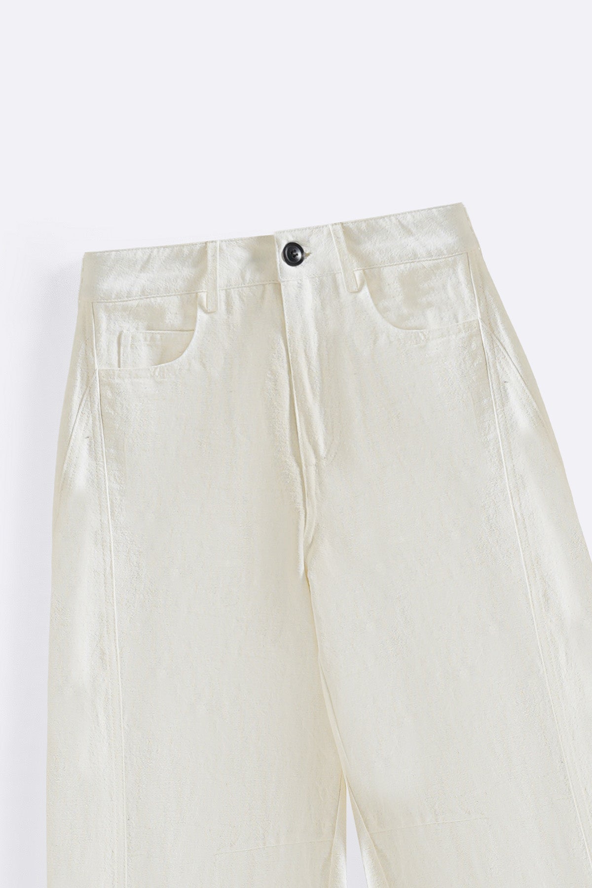 WHITE LINEN BLEND JEAN PANTS