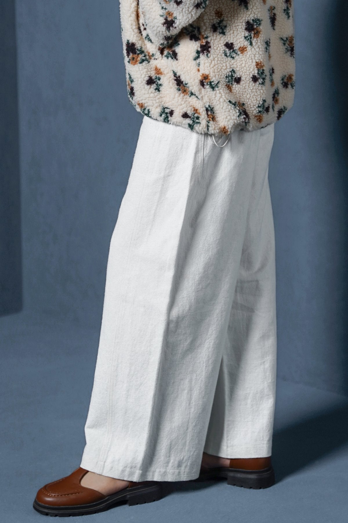 WHITE LINEN BLEND JEAN PANTS