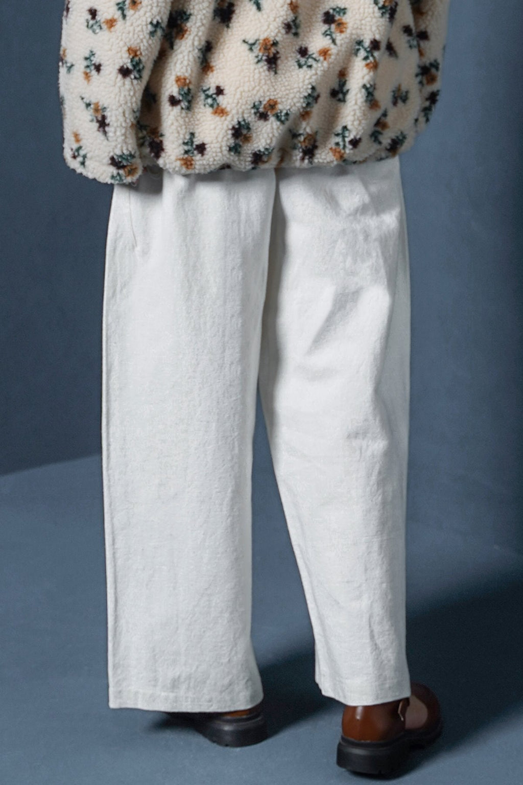 WHITE LINEN BLEND JEAN PANTS