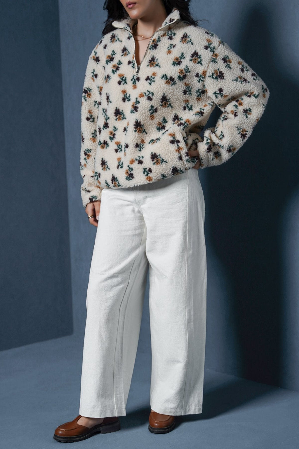 WHITE LINEN BLEND JEAN PANTS