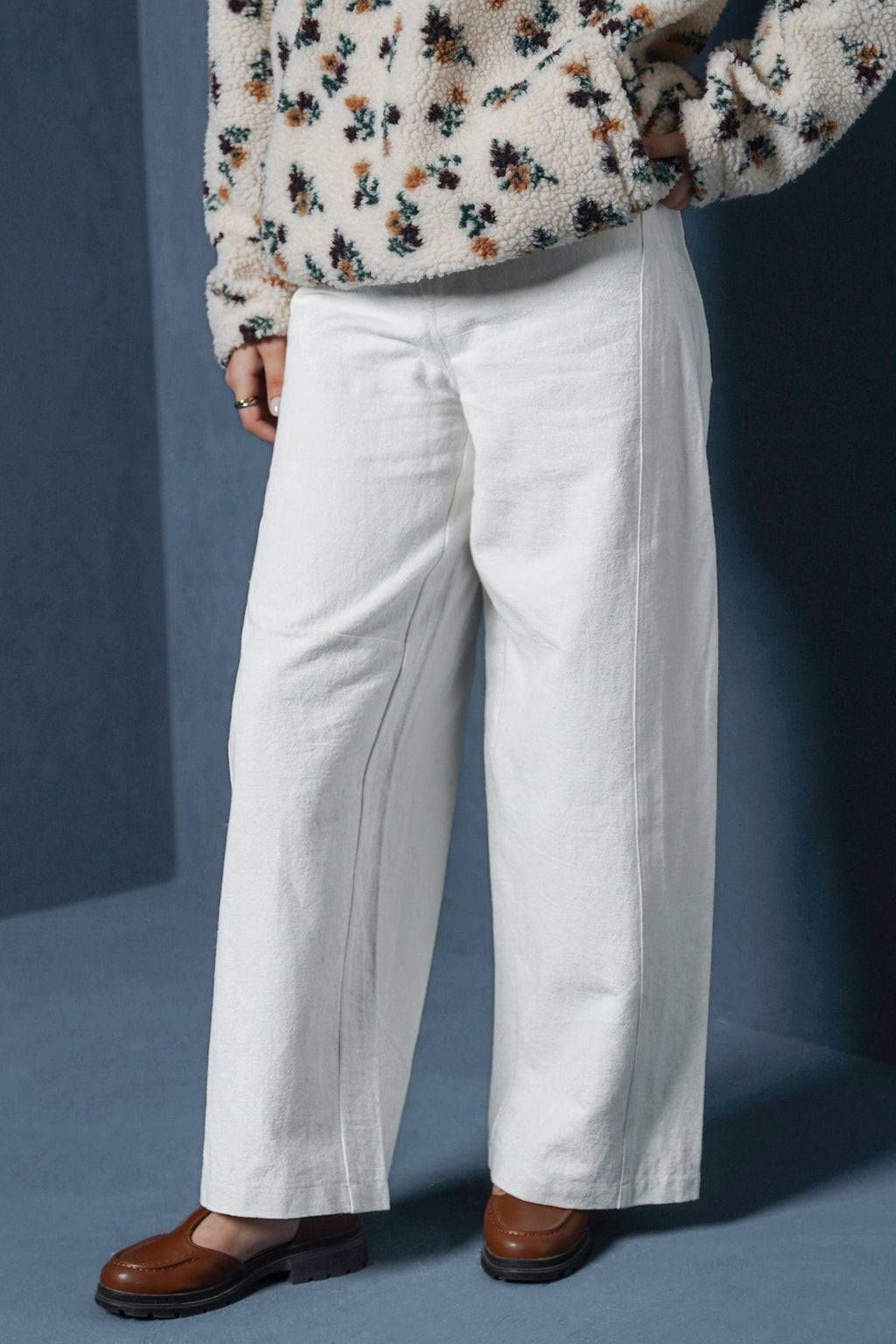 WHITE LINEN BLEND JEAN PANTS