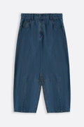 MID BLUE BASIC BARREL JEANS