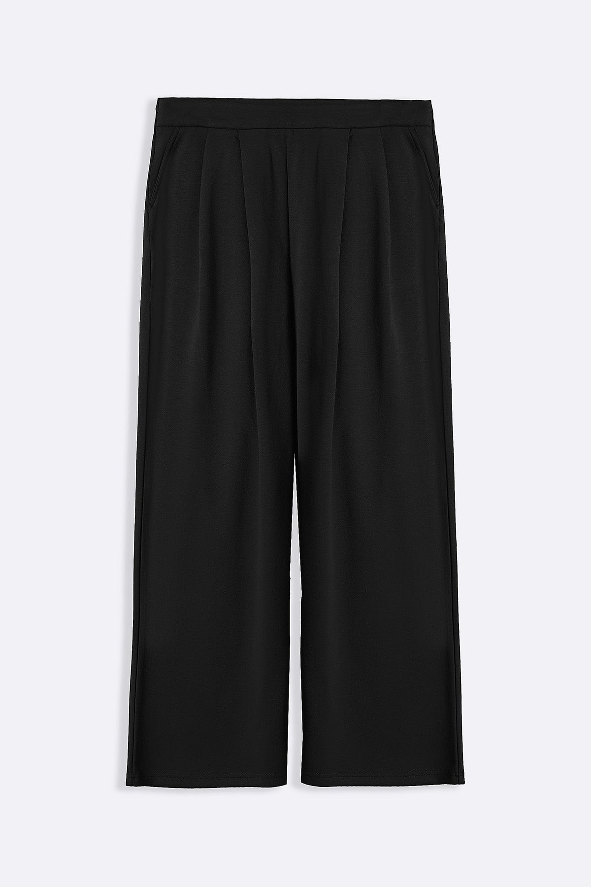 BLACK FLUID WIDE-LEG TROUSERS
