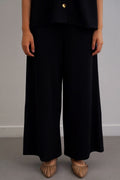 BLACK TWILL TEXTURED CULOTTES