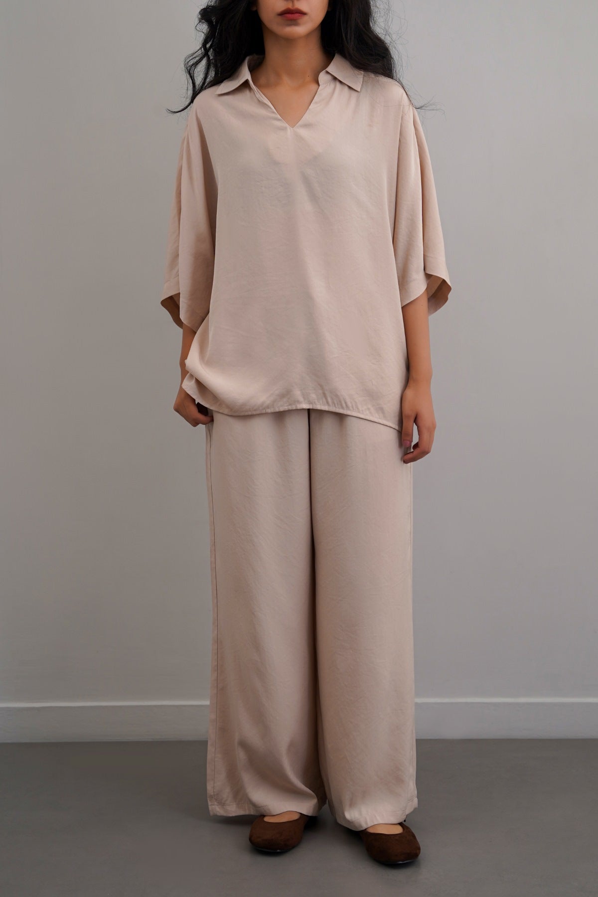 CREAM SLEEK SILK TROUSERS