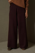 DARK BROWN FLOWY KNIT TROUSERS