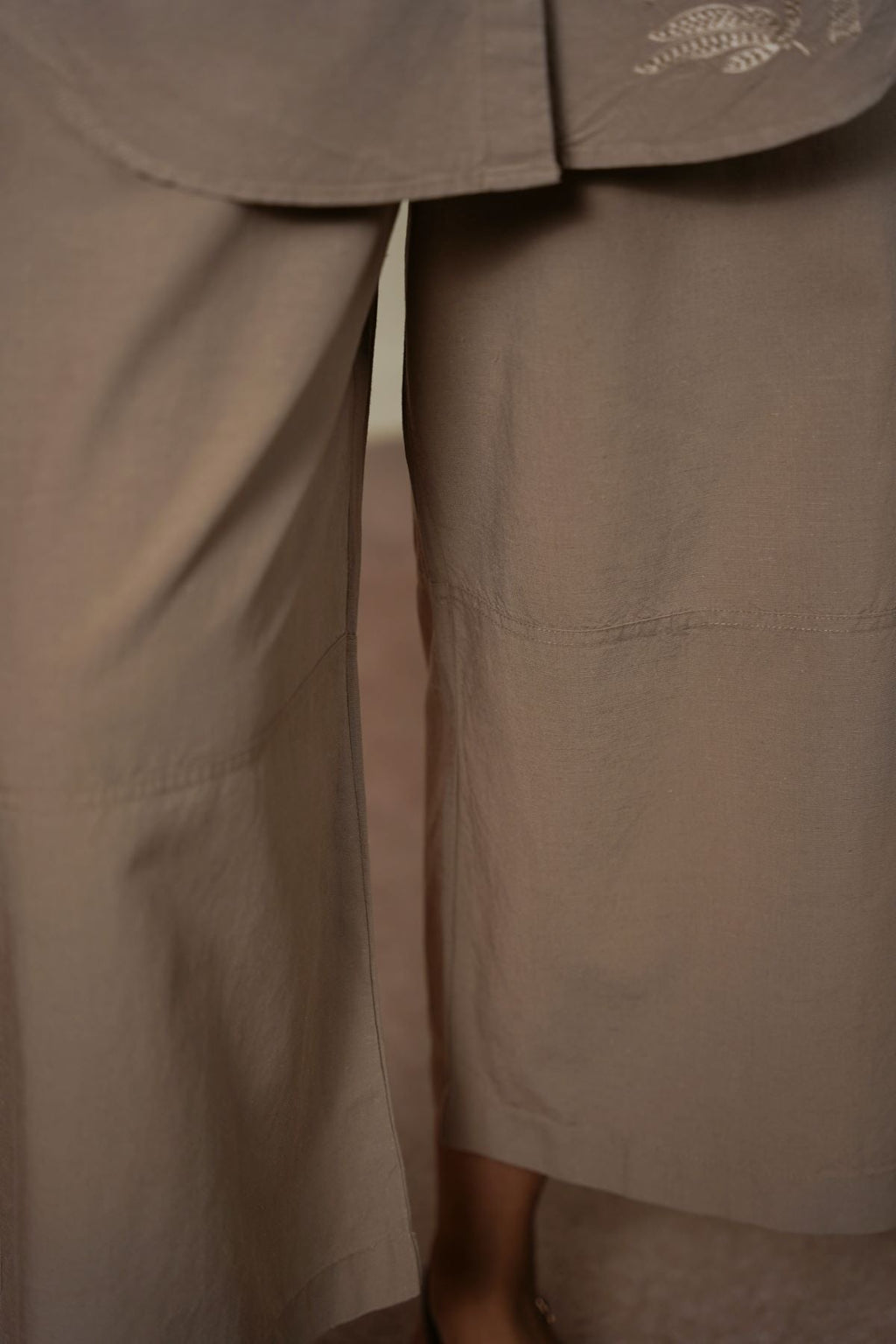 BEIGE TAILORED LINEN BLEND CULOTTES