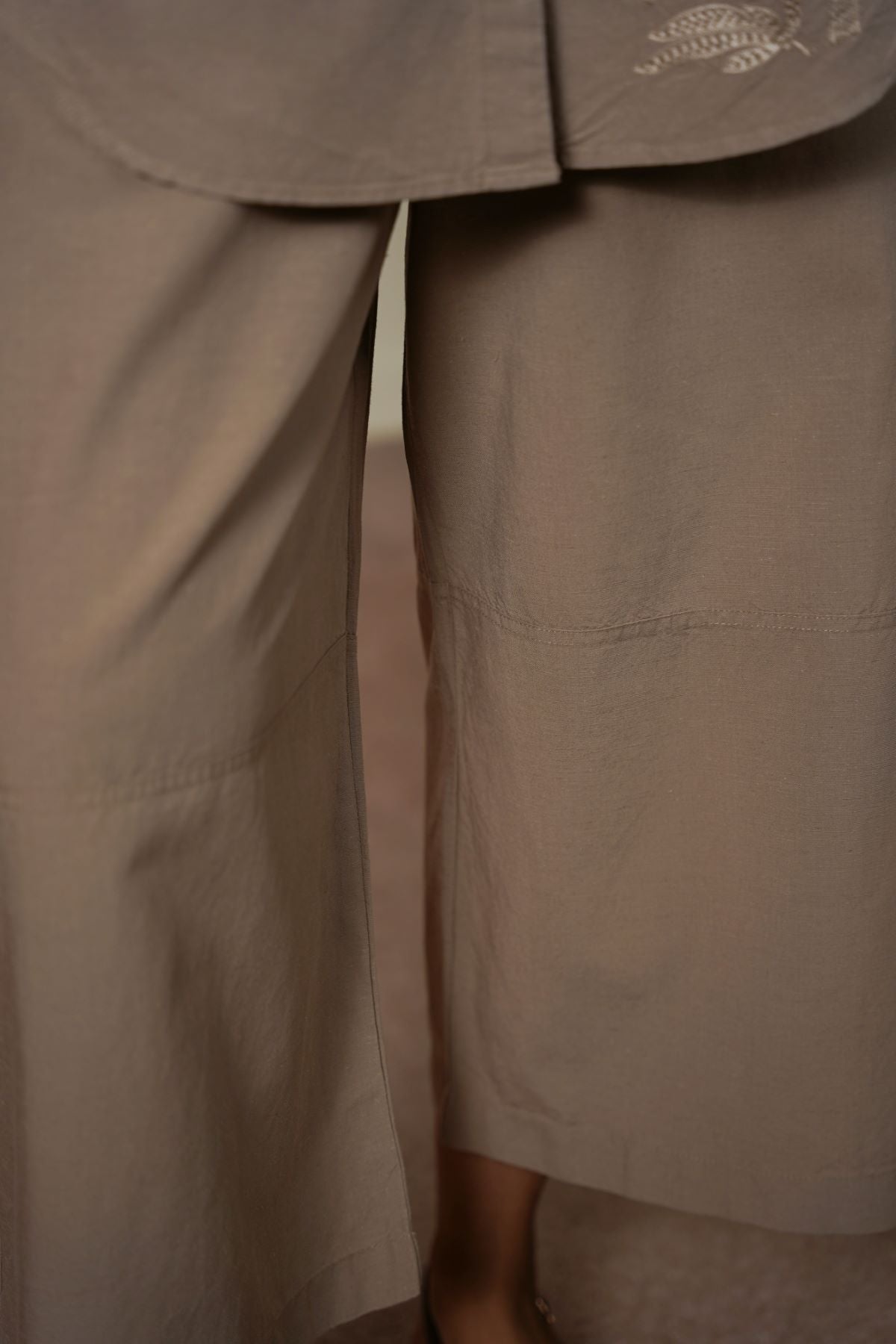 BEIGE TAILORED LINEN BLEND CULOTTES