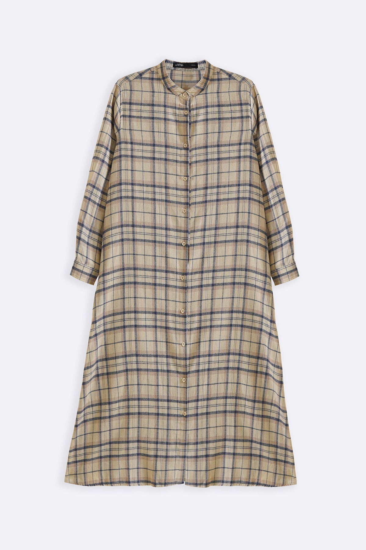 BEIGE FLANNEL SHIRT DRESS