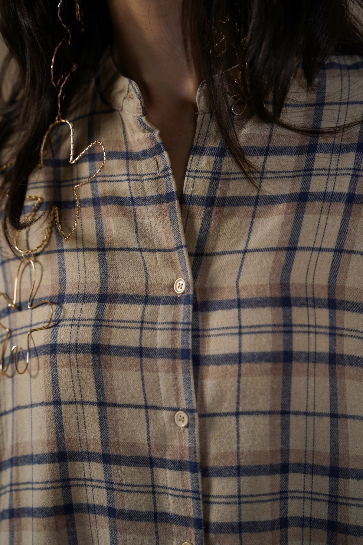 BEIGE FLANNEL SHIRT DRESS