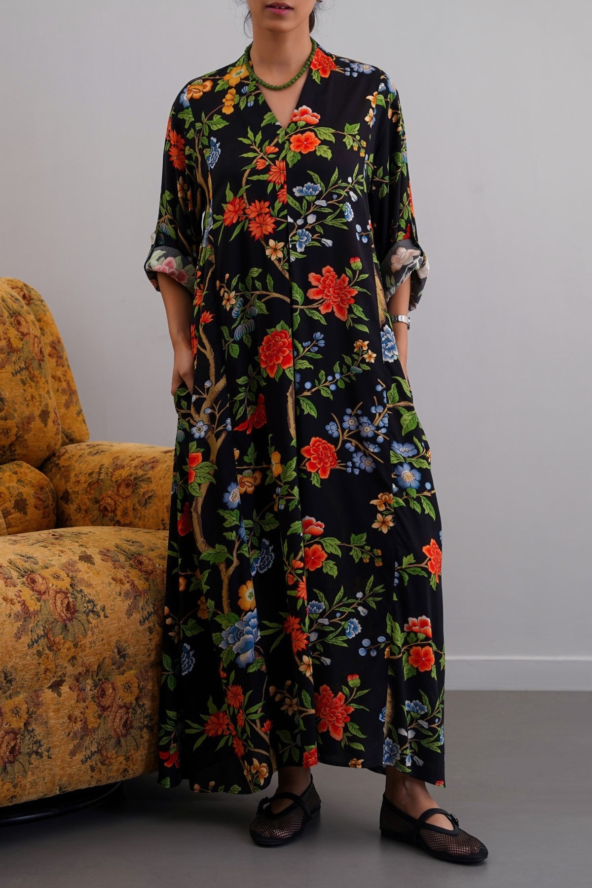 BLACK BLOOM MAXI DRESS