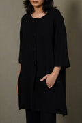 BLACK BUTTON KNIT CARDIGAN