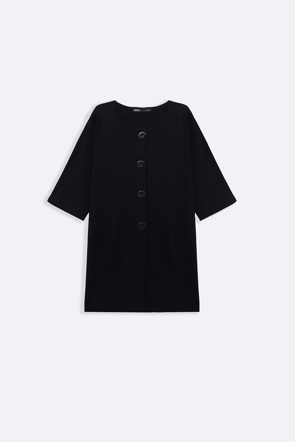BLACK BUTTON KNIT CARDIGAN