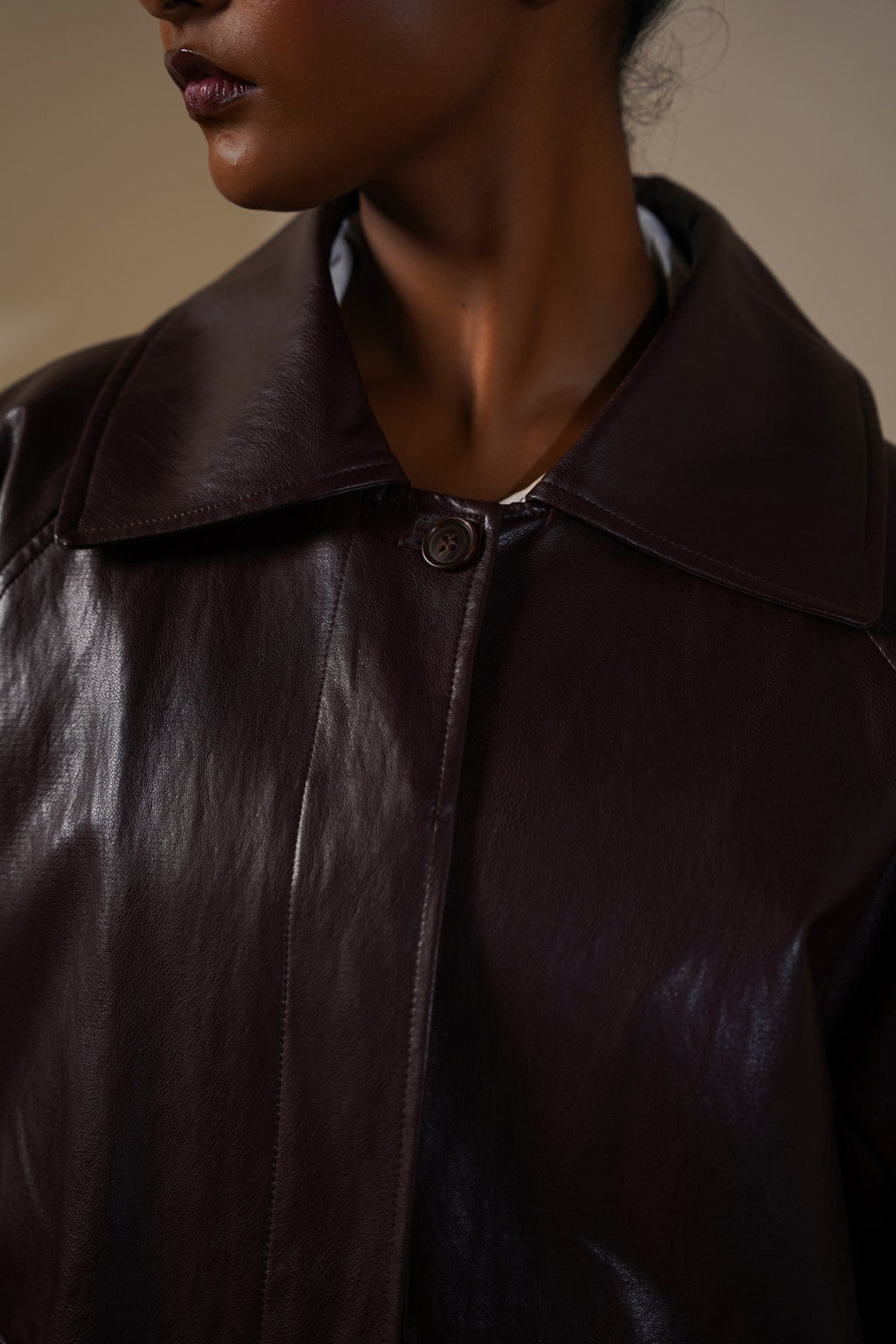 BURGUNDY ESSENTIAL FAUX JACKET