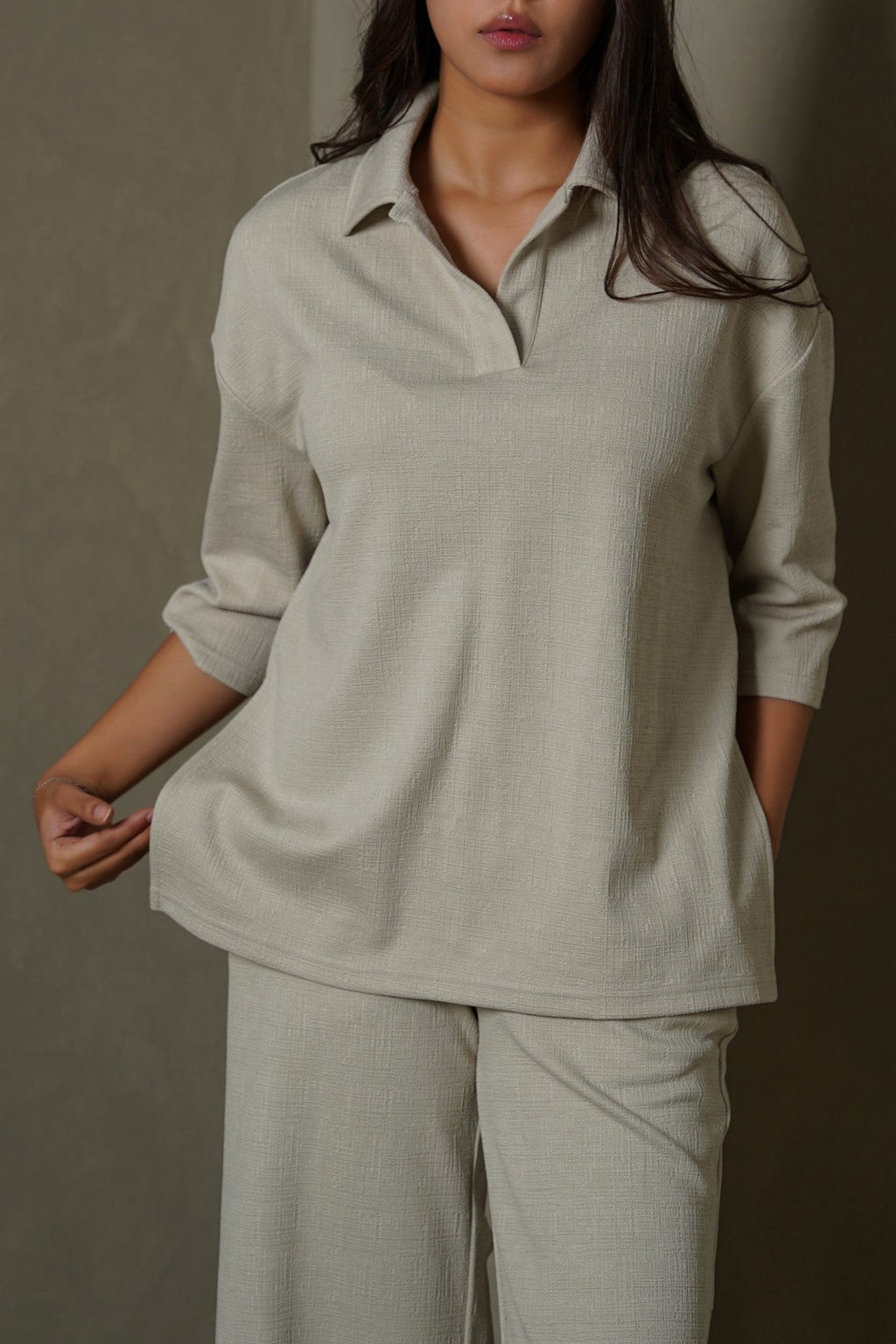 OAT WHITE TEXTURED POLO