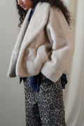 OFF WHITE SHORT WRAP FUR JACKET