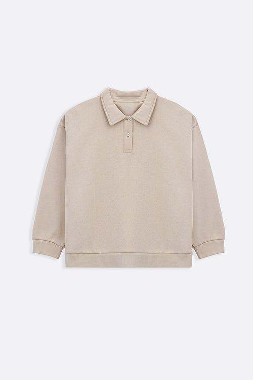 BEIGE CLASSIC FLEECE POLO