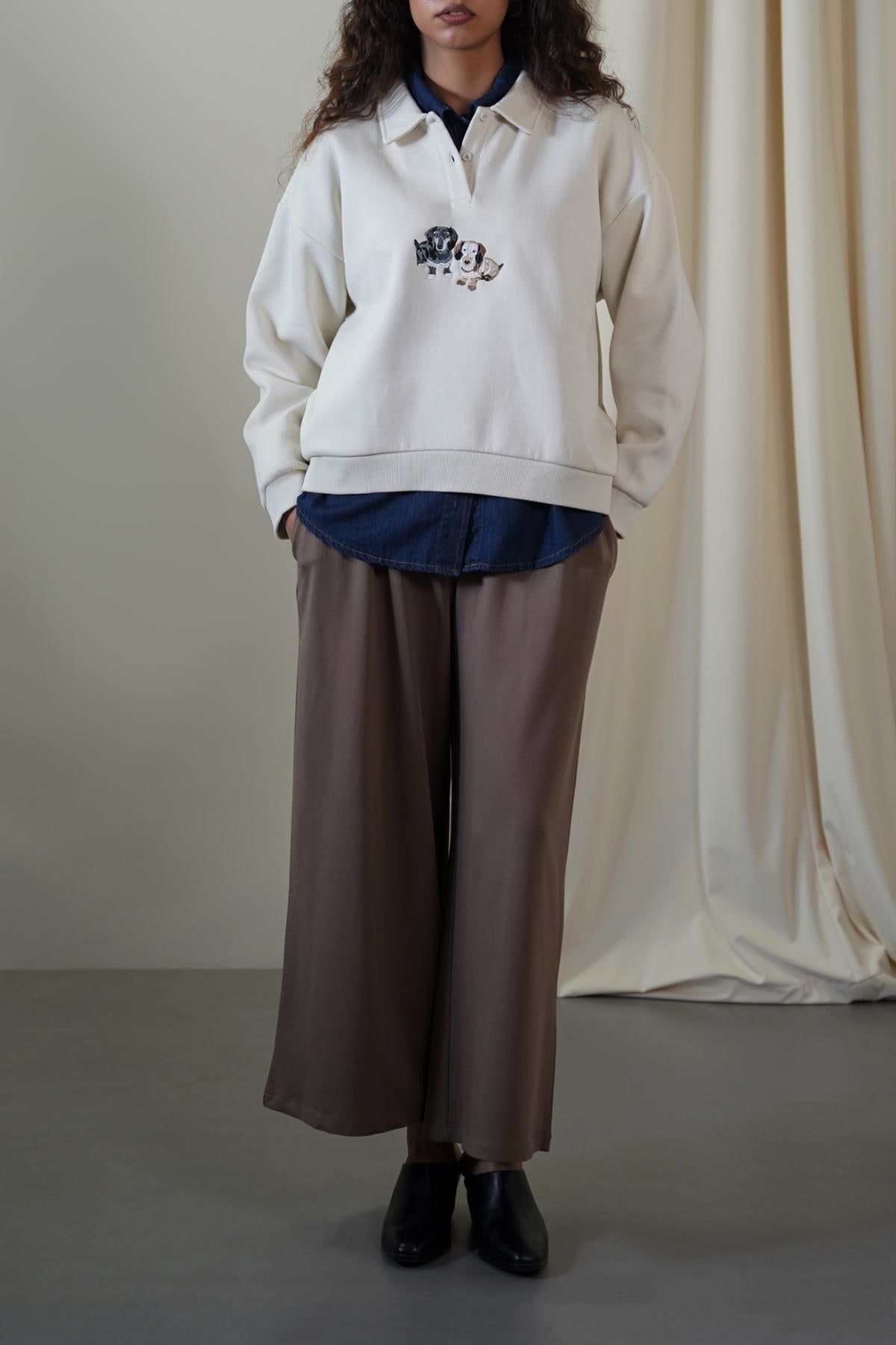 IVORY PUPS FLEECE POLO