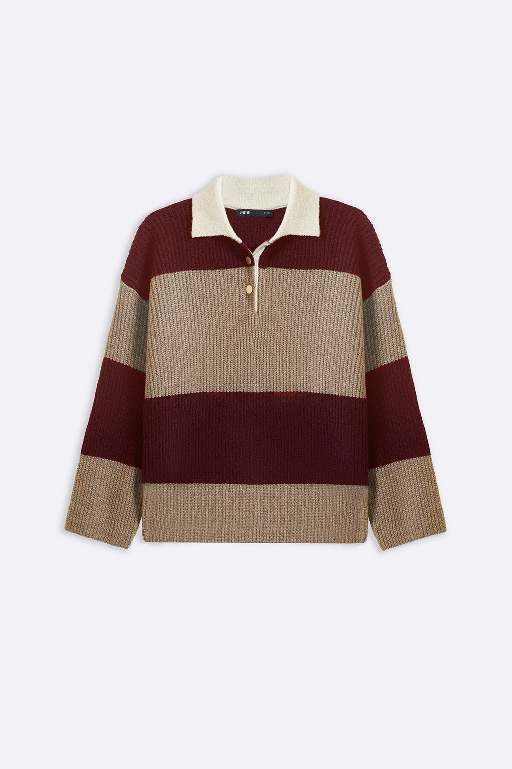 BURGUNDY VARSITY STRIPE SWEATER