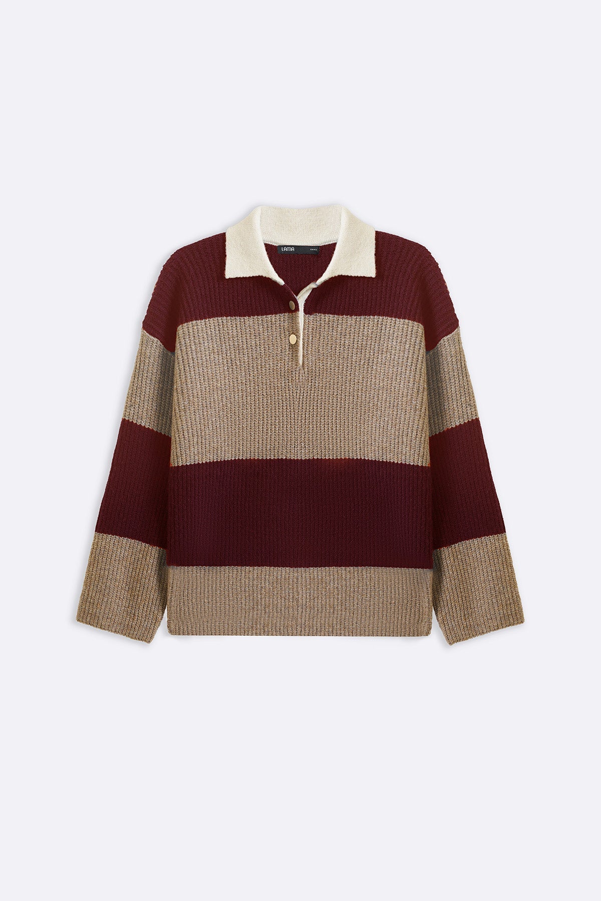 BURGUNDY VARSITY STRIPE SWEATER