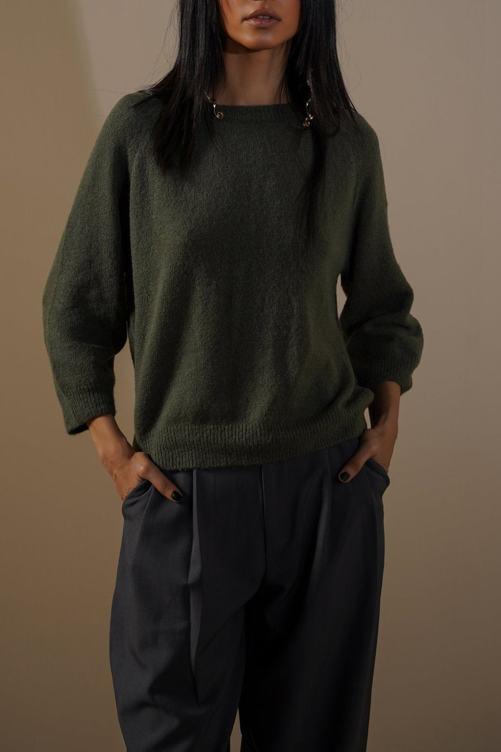 GREEN BEAR HUG SWEATER