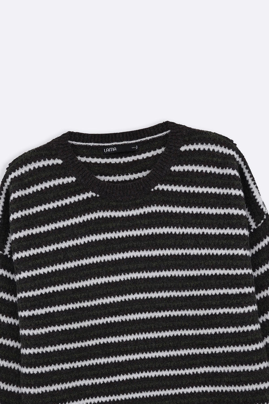 BROWN PINSTRIPE WEAVE SWEATER