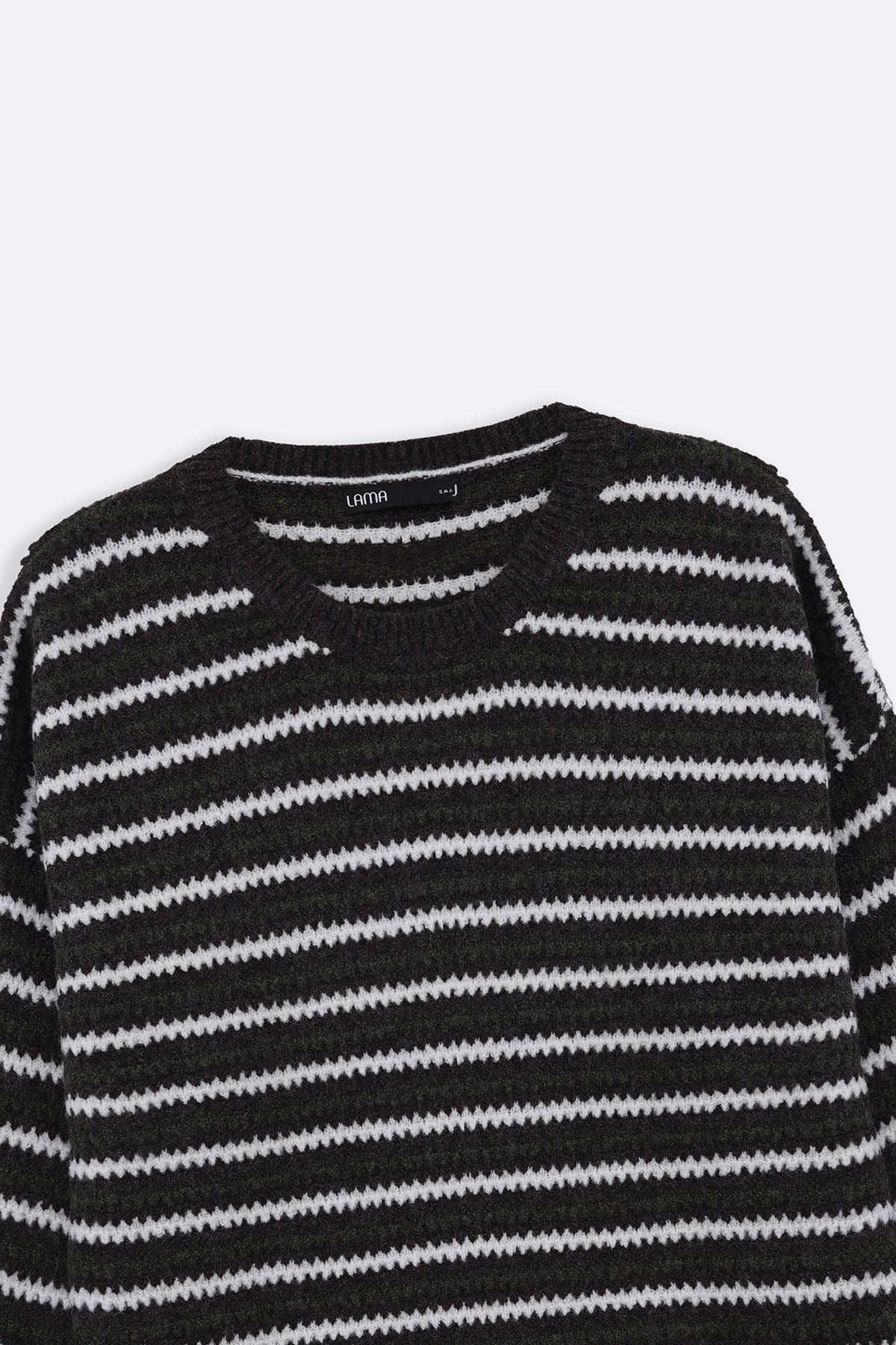 BROWN PINSTRIPE WEAVE SWEATER