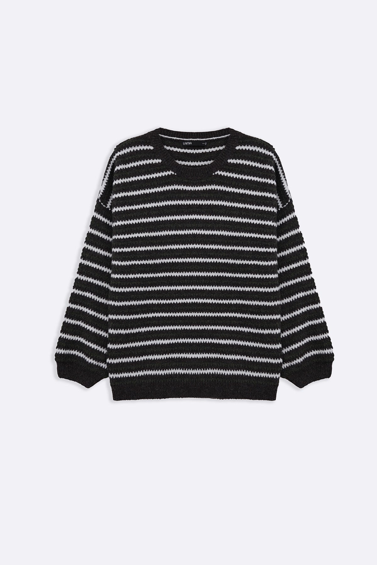 BROWN PINSTRIPE WEAVE SWEATER