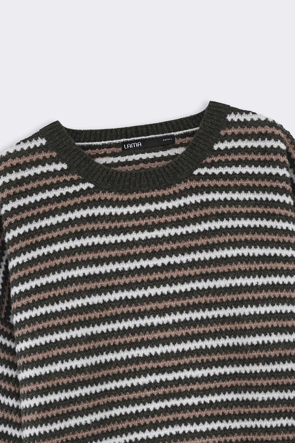 GREEN PINSTRIPE WEAVE SWEATER
