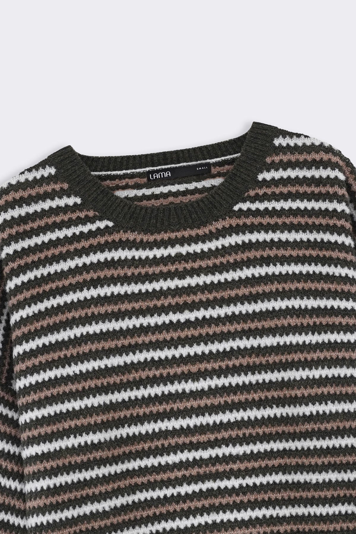 GREEN PINSTRIPE WEAVE SWEATER