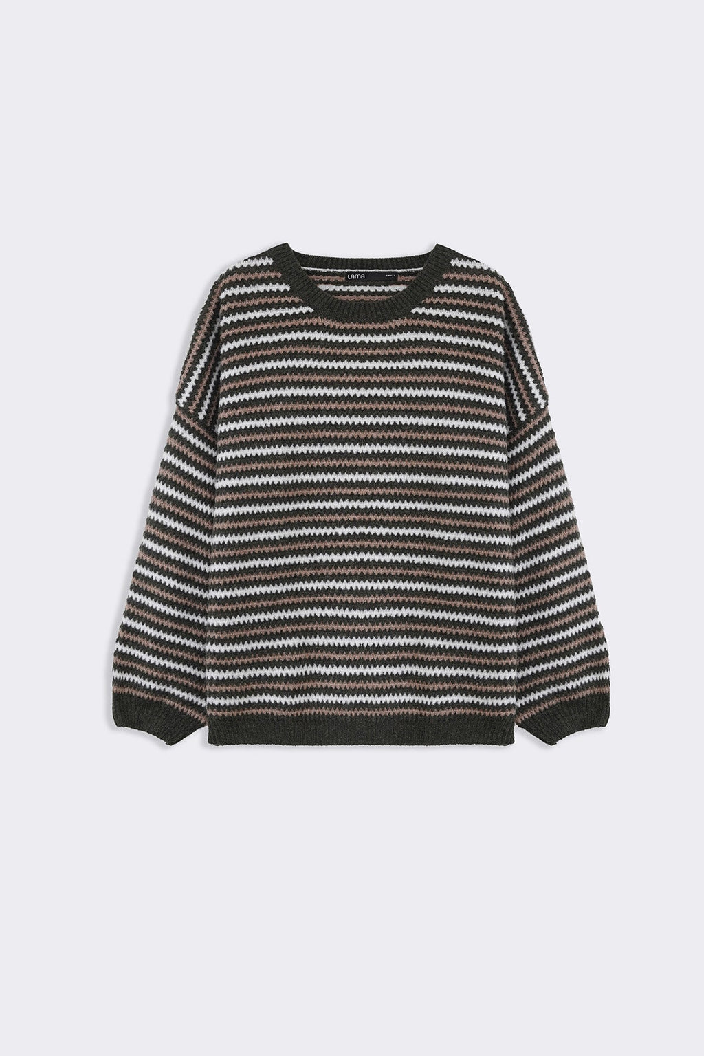 GREEN PINSTRIPE WEAVE SWEATER