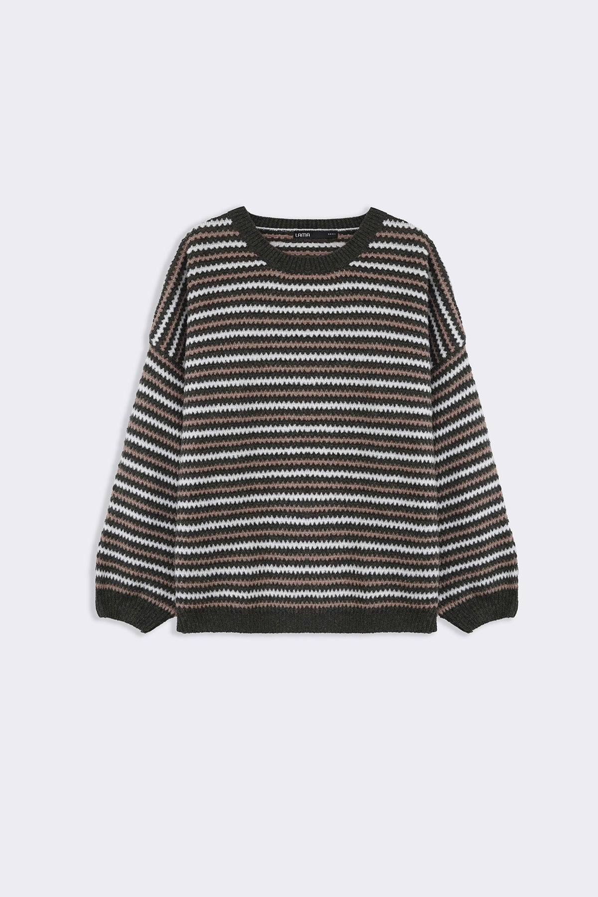 GREEN PINSTRIPE WEAVE SWEATER