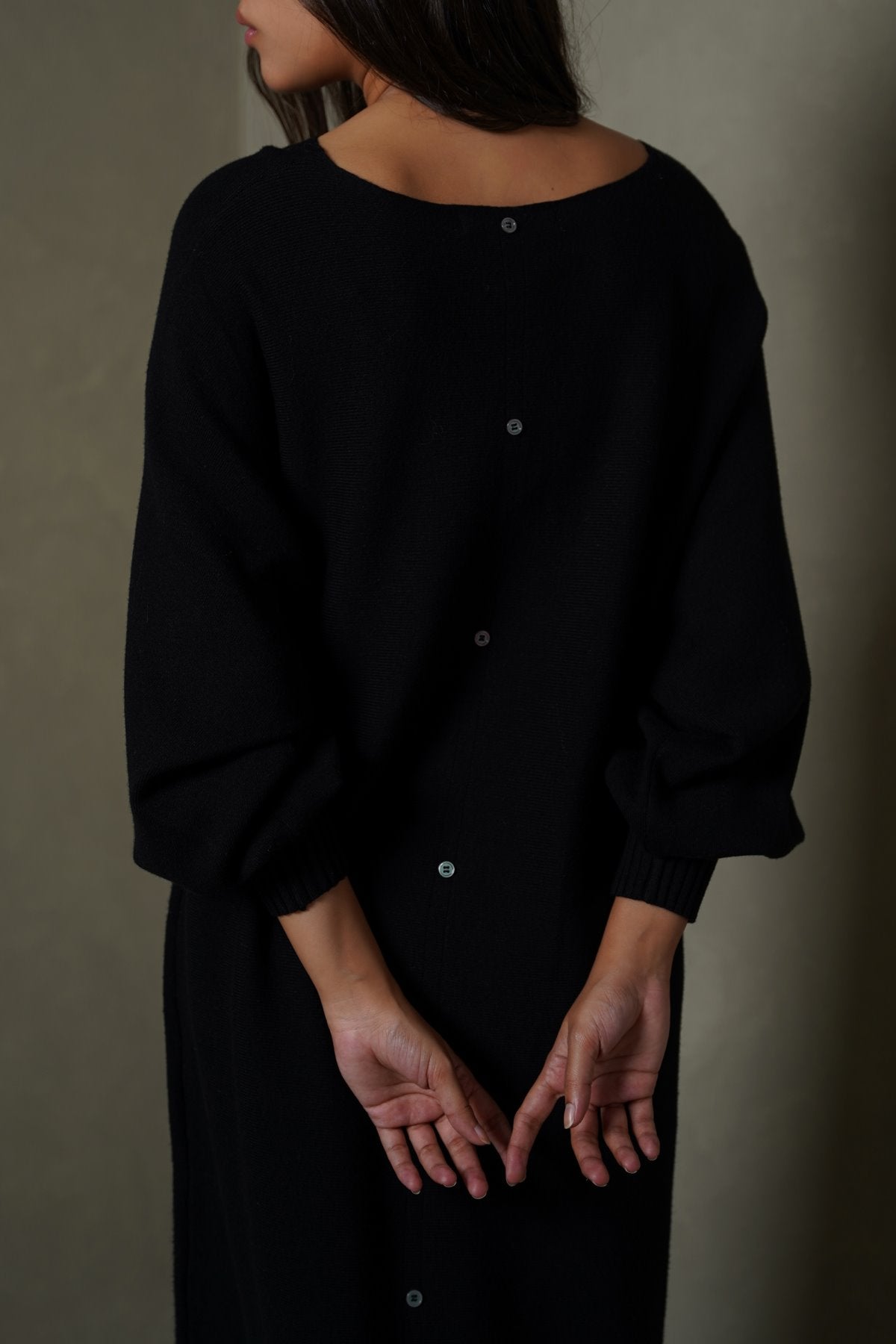 BLACK BABY BUTTON DRESS