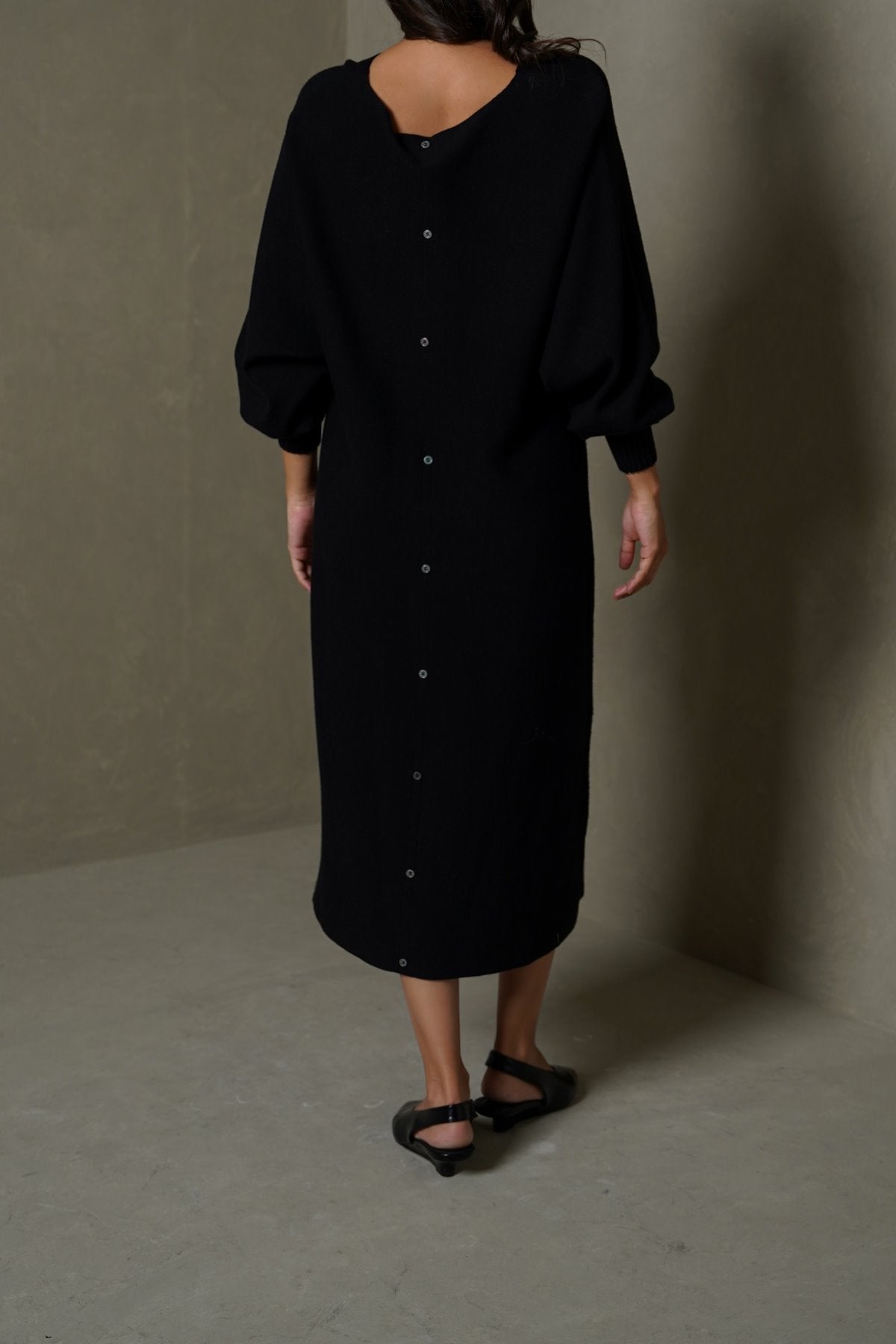 BLACK BABY BUTTON DRESS