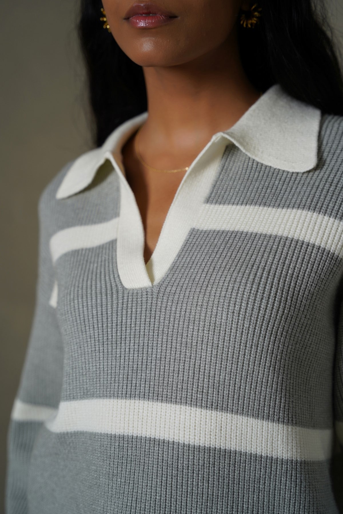 GREY POLO KNIT JUMPER