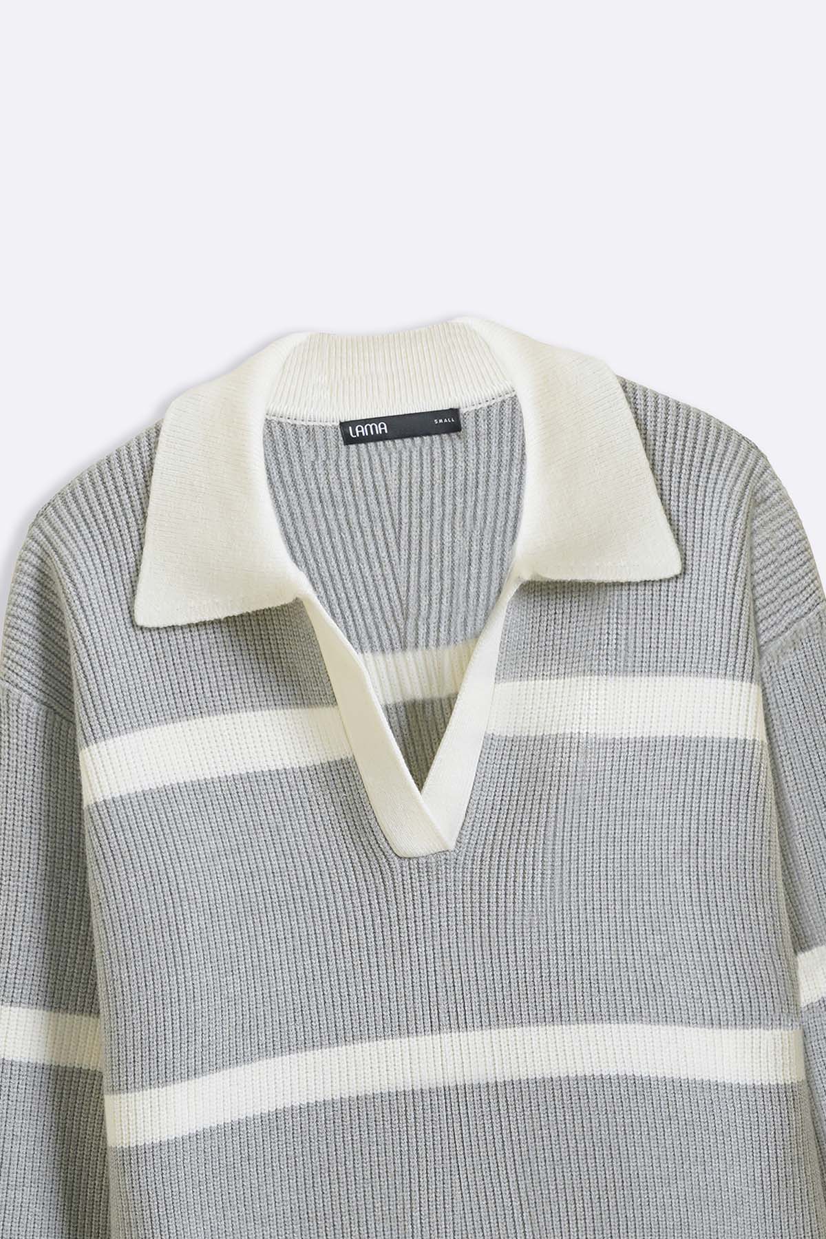 GREY POLO KNIT JUMPER