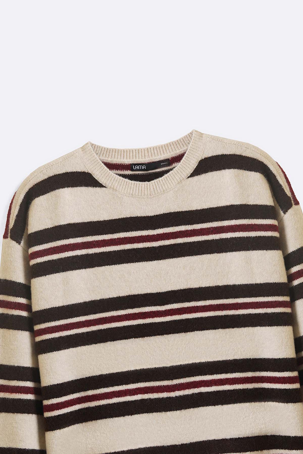 WHITE BROWN CAMPUS STRIPE SWEATER