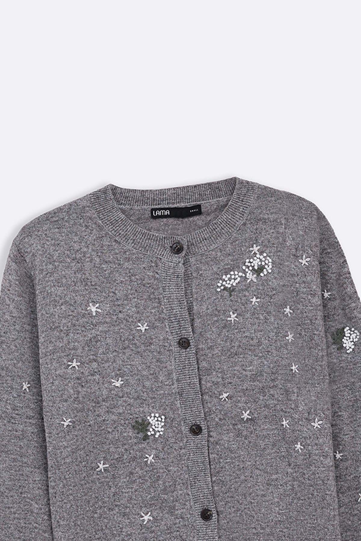 GREY FEMME EMBROIDERED CARDIGAN