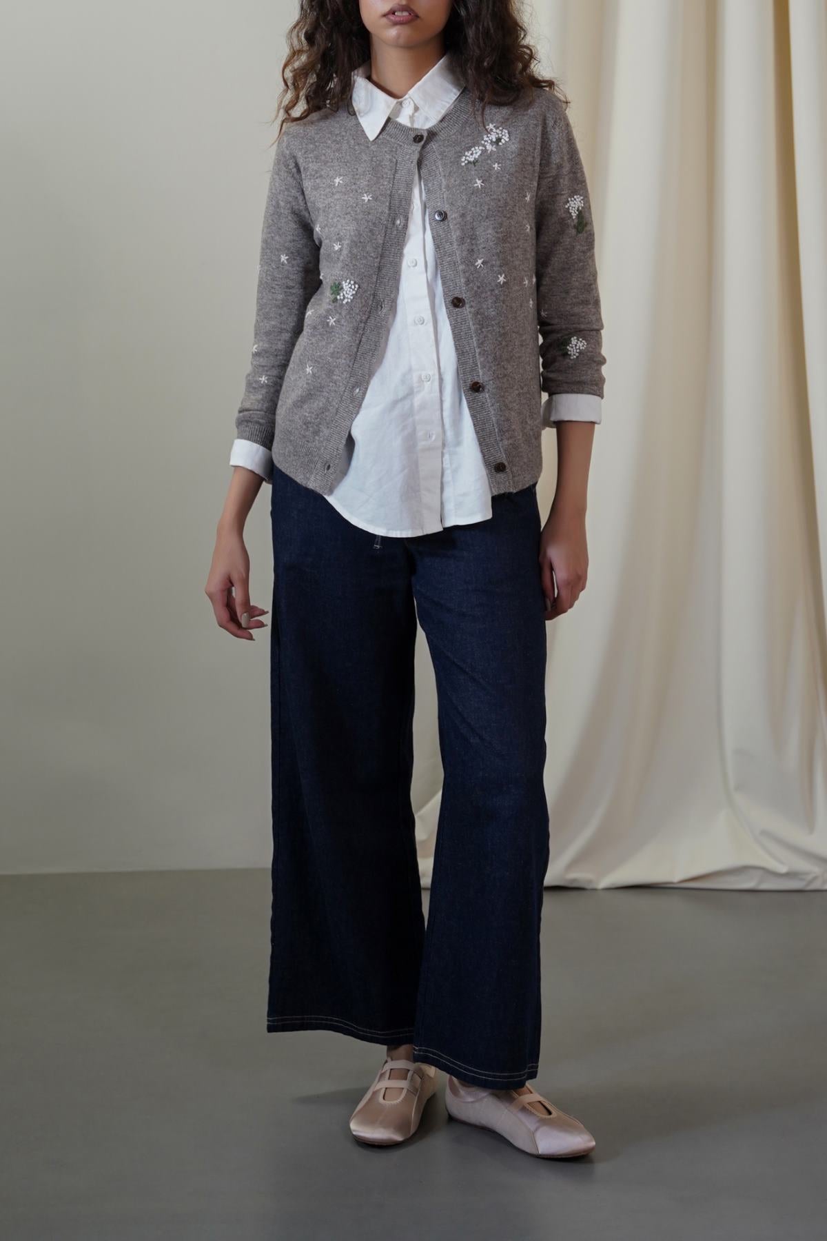 GREY FEMME EMBROIDERED CARDIGAN