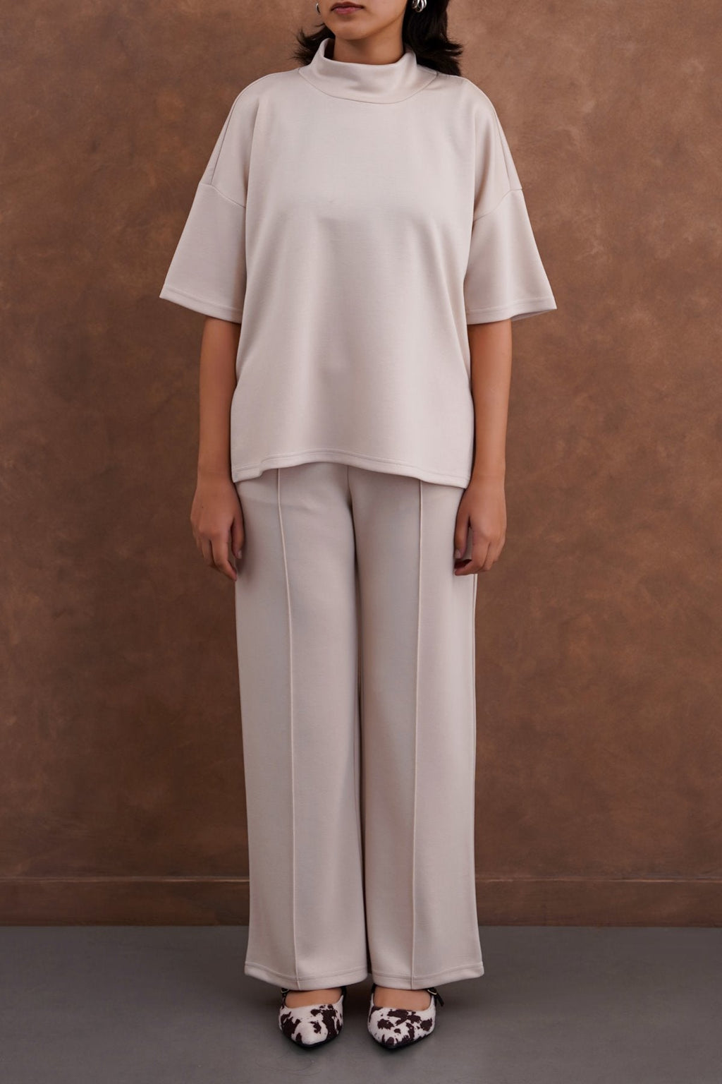 BEIGE NEOPRENE HIGH NECK