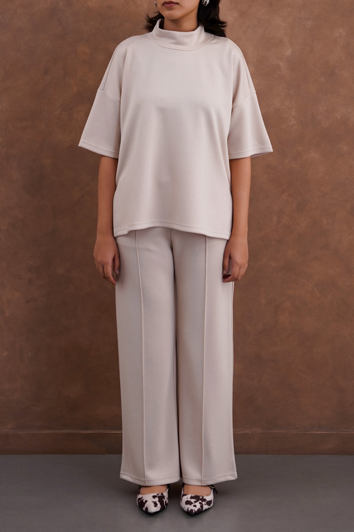 BEIGE NEOPRENE HIGH NECK