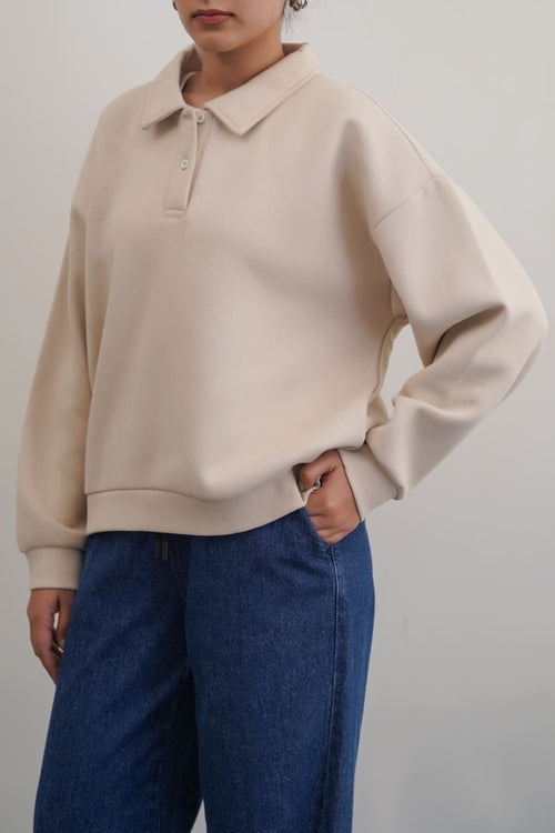 BEIGE CLASSIC FLEECE POLO