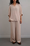 CREAM SLEEK SILK BLOUSE
