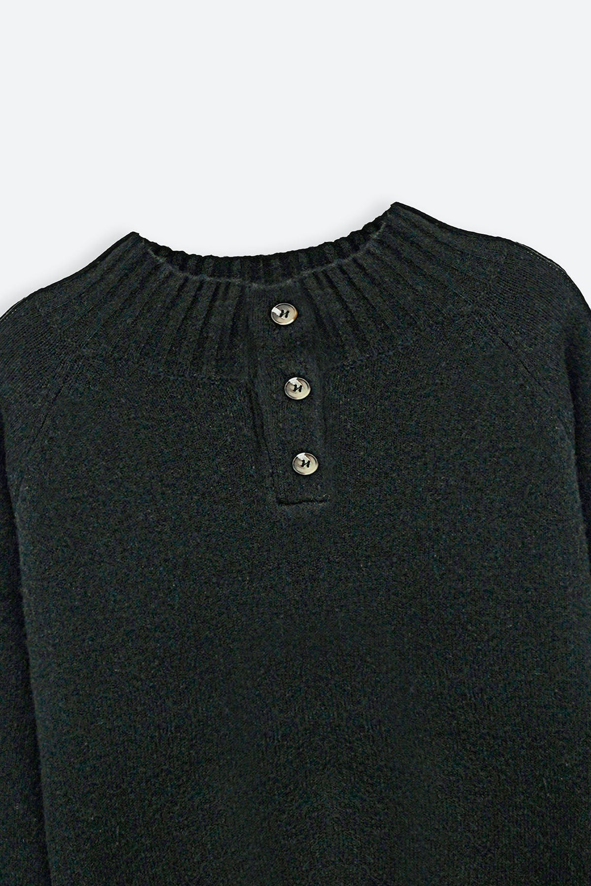 DARK GREEN HENLEY RIBBED PULLOVER