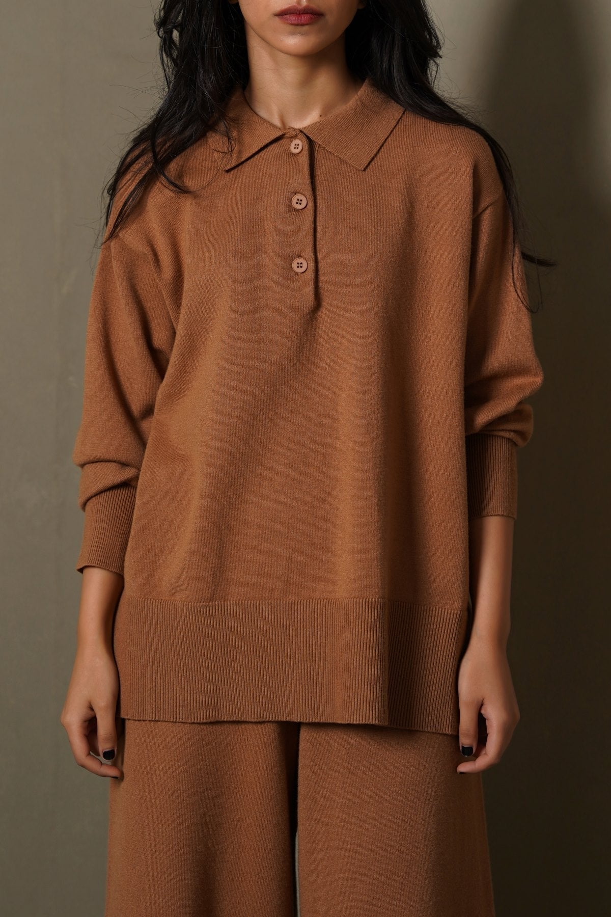 CAMEL POLO PULLOVER