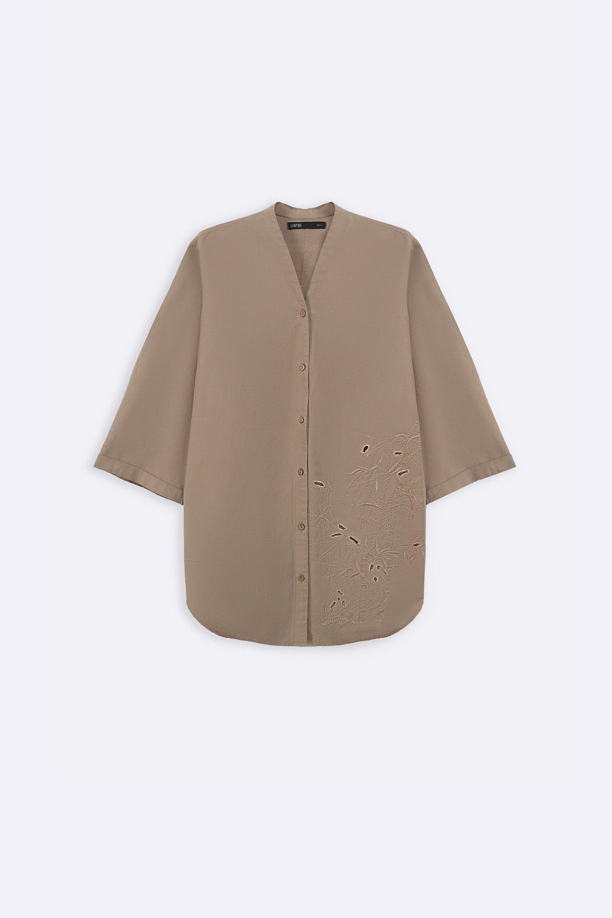 BEIGE BAMBOO LINEN BLEND SHIRT