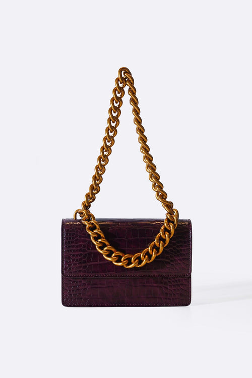 BURGUNDY BOXY STATEMENT BAG