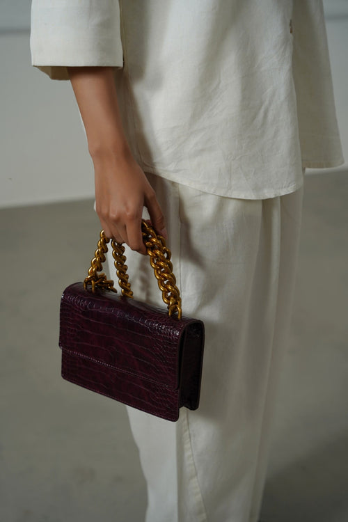 BURGUNDY BOXY STATEMENT BAG