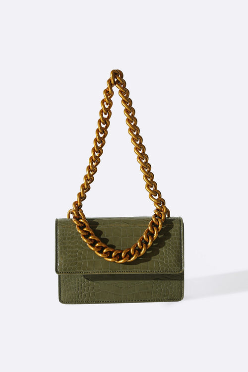 OLIVE BOXY STATEMENT BAG